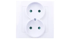 AS Gniazdo podwójne b/u z przesłonami białe GP-2GP/00