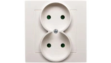 AS Gniazdo podwójne b/u z przesłonami ecru GP-2GP/27