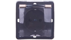 IMPRESJA Gniazdo bryzgoszczelne z/u Schuko IP44 z przesłonami klapka przezroczysta złoty metalik GPH-1YSP/m/28/d