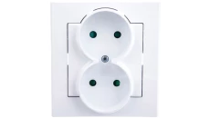 SONATA Gniazdo podwójne b/u z przesłonami białe GP-2RP/00