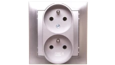IMPRESJA Gniazdo podwójne z/u z niezamiennością faz srebrne GP-2YC/18