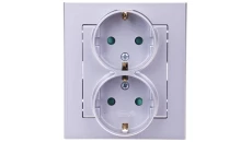 SONATA Gniazdo podwójne z/u Schuko z przesłonami srebro mat GP-2RSP/38