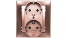 IMPRESJA Gniazdo podwójne z/u Schuko z przesłonami złoty metalik GP-2YSP/28