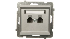 SONATA Gniazdo telefoniczne podwójne RJ11 równoległe srebro mat GPT-2RR/m/38