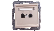 SONATA Gniazdo telefoniczne podwójne RJ11 równoległe szampański złoty GPT-2RR/m/39