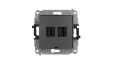 ICON Mechanizm gniazda podwójnego HDMI 2.1, 8K, bez pola opisowego grafitowy mat 28IHDMIBO-6