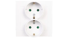 KIER Gniazdo podwójne b/u Schuko z przesłonami białe GP-2WSP/00