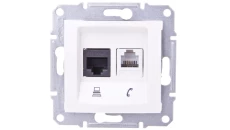 Sedna Gniazdo komputerowe podwójne RJ45+RJ11 kat. 6 UTP kremowe SDN5200123