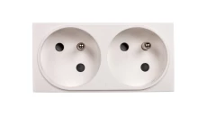 Systo Gniazdo podwójne przelotowe z/u 2x(2P+Z) 16A 250V 4 moduły białe WS122