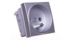 Systo Gniazdo pojedyncze z/u 16A/250V samozaciski 2 moduły aluminium WS100T