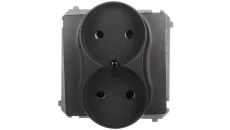 Simon Basic Gniazdo wtyczkowe podwójne b/u (moduł) 16A 250V zaciski śrubowe grafit matowy BMG2M.01/28