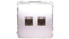 Simon Basic Gniazdo komputerowe RJ45, kategoria 6, podwójne ekranowane z przesłoną srebrny mat BM62E.01/43