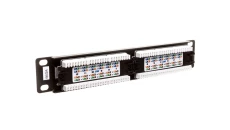 Patch panel kompletny 10 cali 12x RJ45 U/UTP kat. 5e 1U czarny (RAL 9005) DN-91512U