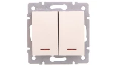 LOGI Łącznik zwierny podwójny LED śrubowy 10AX 250V kremowy 021023103 25130