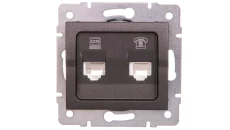 LOGI Gniazdo teleinformatyczne (RJ45 Cat 6+RJ11) grafit 021440041 25290