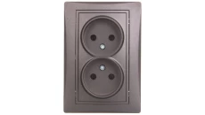 DOMO Gniazdo podwójne bez uziemienia kompletne śrubowe 16A 250V grafit 011280141 24918