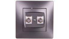 VOLANTE Gniazdo antenowe 2xTV typ F-F grafitowy 2687-08
