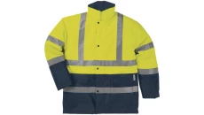 Kurtka ostrzegawcza z poliestru Oxford powlekanego PU i PVC kolor żółty fluo-granatowy rozmiar S CORP STRA2JAPT