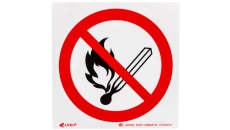 Samoprzylepna tabliczka ostrzegawcza /Zakaz używania otwartego ognia, Palenie tytoniu zabronione 150x150/ 11P/F/FS