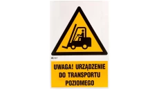 Samoprzylepna tabliczka ostrzegawcza /Ostrzeżenie przed urządzeniami do transportu poziomego z podpisem/ IW/014/1/C1/F