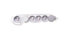 Przedłużacz z wyłącznikiem i wtyczką płaską 5x2P+Z 1,5m srebrny OR-AE-1345