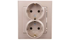 SONATA Gniazdo podwójne z/u Schuko szampański złoty GP-2RS/39