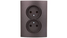 LOGI Gniazdo podwójne bez uziemienia kompletne śrubowy Grafit 16A 250V 021280141 25273