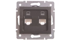 LOGI Gniazdo komputerowe podwójne niezależne (2x RJ45Cat 5e Jack) Grafit 021410041 25287