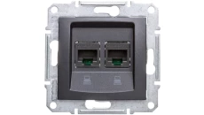 SEDNA Gniazdo komputerowe podwójne RJ45 kat.6 UTP grafitowe SDN4800170