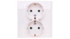 AS Gniazdo podwójne z/u Schuko z przesłonami ecru GP-2GSP/27