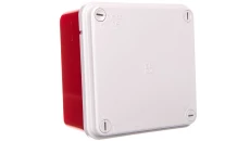 Puszka natynkowa samogasnąca gładka z pokrywą 960 stopni C seria 415A IP56 105x105x55 czerwono-szara EC416C4A