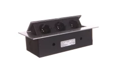 Gniazda wpuszczane w blat 3x250V z płaskim rantem i przewodem 1,5m srebrne OR-AE-1372/G