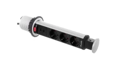 Biurkowy przedłużacz wpuszczany 60mm, 3x schuko, 2xUSB 2,1A 5V (srebrny)