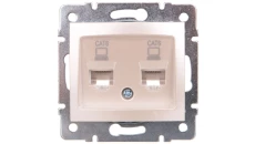 DOMO Gniazdo komputerowe podwójne niezależne 2x RJ45Cat 6 Jack perłowe białe 011420030 24992