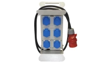 Rozdzielnica budowlana elCARRY C16-0006 IP44 w stojaku, 2m H07RN-F 5G2,5 z wtyczką CEE 16A-5P, 6x gniazdo GK 230V 16A, RCCB 30mA