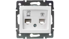 DOMO Gniazdo teleinformatyczne RJ45 Cat 6+RJ11 białe 011440002 24758