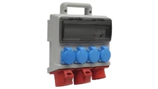 Rozdzielnica budowlana elCASE W16-0204 IP44, wtyk tablicowy CEE 16A-5P, gniazda: 4x GK 230V 16A, 2x CEE 16A, RCCB 35201000