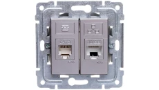 DANTE Gniazdo teleinformatyczne RJ45 kat.5e nieekranowane + RJ11 inox 454169