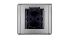 FLEXI Gniazdo bryzgoszczelne z/u SCHUKO (klapka dymna) srebrny metalik 7FGPB-1sdp