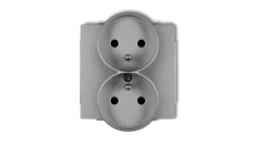 DECO Soft Gniazdo podwójne z/u do ramki srebrny metalik 7DGPRSO-2zp
