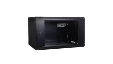 Szafa wisząca jednosekcyjna 19 cali 6U 368/600/450mm drzwi szklane czarna (RAL 9004) niezmontowana DN-WU19 06U/450/B