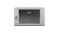 Szafa wisząca jednosekcyjna 19 cali 6U 368/600/450mm drzwi szklane szara (RAL 7035) niezmontowana DN-WU19 06U/450