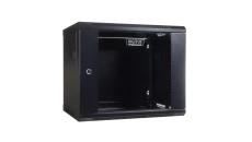 Szafa wisząca jednosekcyjna 19 cali 9U 501/600/450mm drzwi szklane czarna (RAL 9004) niezmontowan cali DN-WU19 09U/450/B