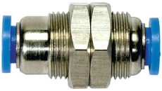 Złączka wtykowa grodziowa z mosiądzu niklowanego do węża 4, gwint nakrętki M12x1, 149.004