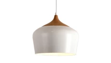 Lampa pendant reja p150322-l e27 metal białe+wood 35x26 44031 PPL010WW