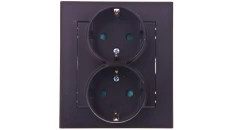 SONATA Gniazdo podwójne z/u Schuko z przesłonami czekoladowy metalik GP-2RSP/40