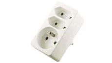 Rozgałęźnik wtyczkowy 1-gniazdo z/u + 2x Euro biały P0025