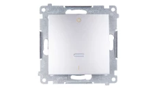 Simon 54 Łącznik dwubiegunowy z podświetleniem, szybkozłącza, srebrny mat DW2L.01/43