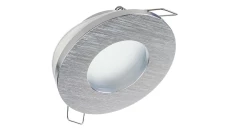 Oprawa DELUXE okrągła hermetyczna IP44 srebrna szczotkowana drapana aluminiowa z szybką szron