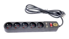 Listwa zasilająca przeciwprzepięciowa Orvaldi ORV5 1,5m z ładowarką USB 2.1 AP5U-1,5m